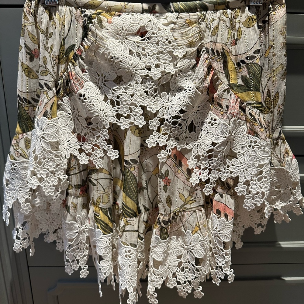 Tryb Floral Lace Trim Skirt
